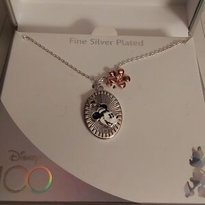 Disney Silver and Rose Gold Mickey Pendant Necklace